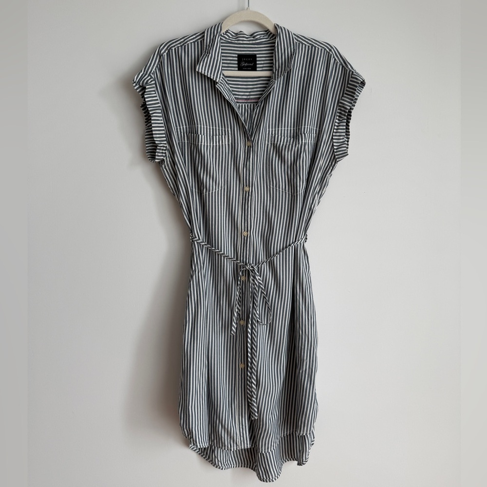 JACHS Girlfriend Grey and White Striped Shirt Dress